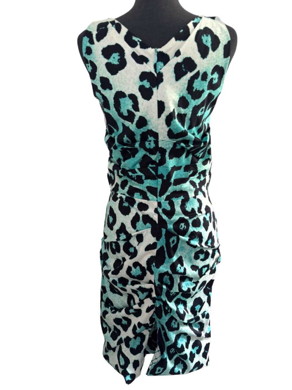 Samantha Sung New York Teal Leopard Print Midi Dress Size 8 - Picture 3 of 15